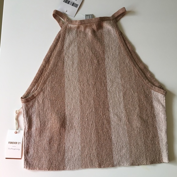Forever21 (New) Rose Gold Striped Crop Cami / Top - Picture 5 of 5